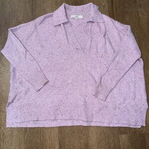 LOFT Speckled Knit Collared Pullover Sweater Light Purple Women's XS